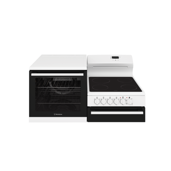 Westinghouse 110cm freestanding electric oven and ceramic cooktop with separate grill, white WDE143WC-L